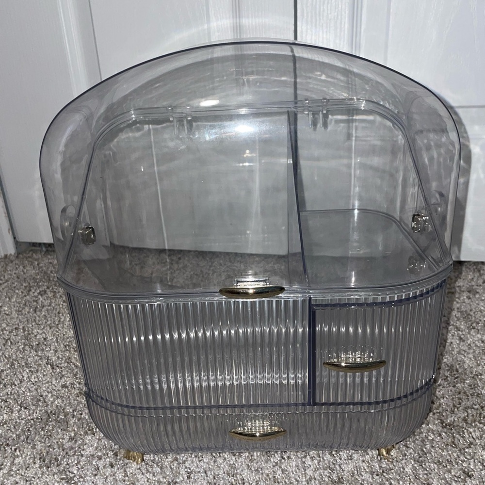 Transparent Jewelry Organizer with Gold Handles